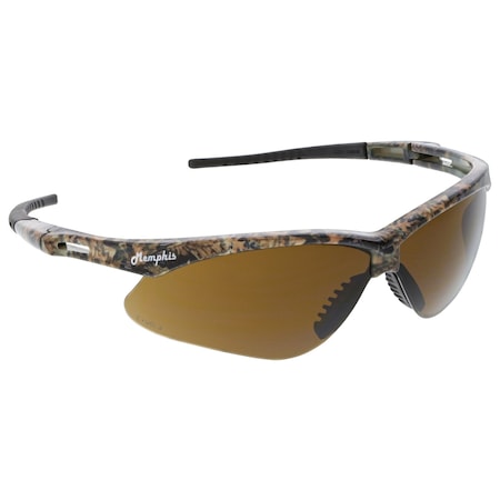 Mcr Safety Memphis (MP1), Safety Glasses, Anti-Scratch, Brown Lens, Mossy Oak/Black Frame, Half Frame, 12 PK MOMP11B